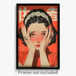 Vietnamese Movie Poster - Woman Feeling Unhappy. Lace Trimmed Hairband