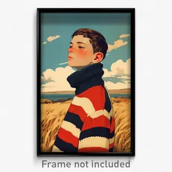 Icelandic Movie Poster - Boy Feeling Smug, Sophisticated Striped Sweater (Print)