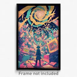 Movie Art Poster - Distorted Attic (Psychedelic Trippy Retro Cartoon Film Print)