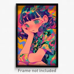 Art Poster - Girl Feeling Bewildered Wearing Merry Arm Ribbon (Print)