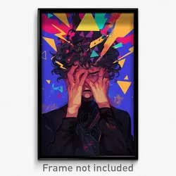 Art Poster - Boy Feeling Annoyance Wearing Zany Grey (Art Print)