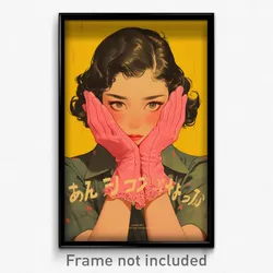 Thai Movie Poster - Woman Feeling Disappointment, Handmade Pink Gloves (Print)