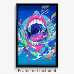 Art Poster - Outrageous Mouth (Psychedelic Trippy Weird 11x17 Cartoon Print)