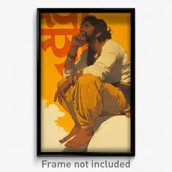 Bollywood Movie Poster - Man Feeling Brooding, Wooden Multicolored Legwear