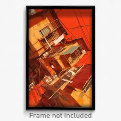 Thai Movie Poster - Simple Rooftops (Thailand Psychedelic Art Retro Film Print)