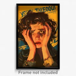Greek Movie Poster - Girl Feeling Unnerved, Shadowy Jacket Pull (Art Print)