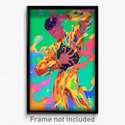 Anime Art Poster - Man Feeling Eagerness, Vibrant Impossible Bodysuit (Print)