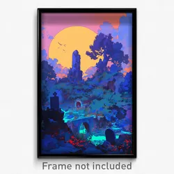 Art Poster - Shifty Graveyard (Psychedelic Trippy Weird 11x17 Cartoon Print)