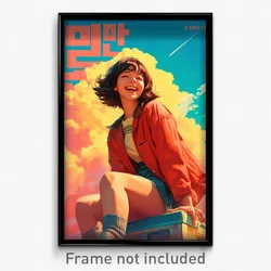 Korean Movie Poster - Girl Feeling Joy, Idealistic Over Kneehighs (Art Print)