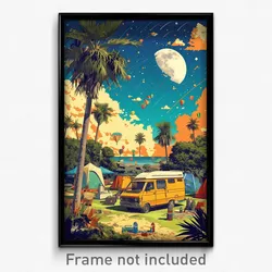 Hebrew Movie Poster - Superb Campsite (Israel Psychedelic Art Retro Film Print)