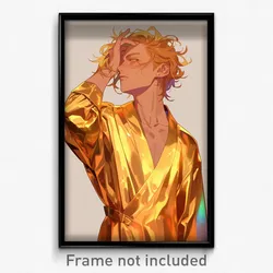 Anime Art Poster - Man Feeling Bewildered Wearing Metallic Anime Clothes (Print)
