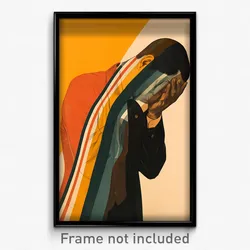 Icelandic Movie Poster - Man Feeling Neglect, Gripping Colored Stripes (Print)