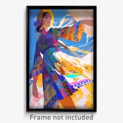 Art Poster - Girl Feeling Cheerfulness, Second Hand Layered Dress (Art Print)