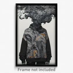 Anime Art Poster - Man Feeling Unsure Wearing Unique Grey Capelet (Print)