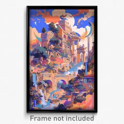 Art Poster - Cluttered Slide (Psychedelic Trippy Weird 11x17 Cartoon Print)