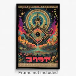 Hebrew Movie Poster - Meager London (Israel Psychedelic Art Retro Film Print)
