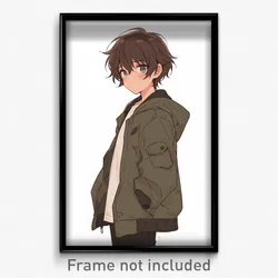 Anime Art Poster - Boy Feeling Curiosity Wearing Baggy Two Tone Jacket (Print)