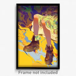 Anime Art Poster - Woman Feeling Pride Wearing Sparkling Brown Footwear (Print)