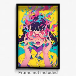 Anime Art Poster - Girl Feeling Jealousy Wearing Superb Rimless Eyewear (Print)