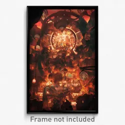 Art Poster - A Haunted Carnival At Midnight With Ghostly Rides