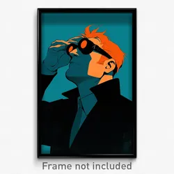 Art Poster - Man Feeling Careless Wearing Prestigious Orange Goggles (Print)