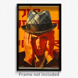 Hebrew Movie Poster - Man Feeling Powerless, Original Plaid Headwear (Art Print)