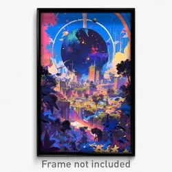 Art Poster - Flying New Year Day (Psychedelic Trippy Weird 11x17 Cartoon Print)
