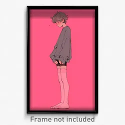Anime Art Poster - Man Feeling Carefree Wearing Humble Pink Legwear (Print)
