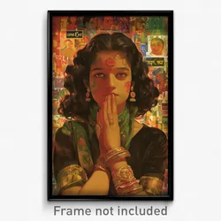 Bollywood Movie Poster - Girl Feeling Exasperated, Notable Green Neckwear