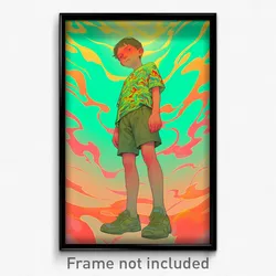 Art Poster - Boy Feeling Loathing Wearing Aged Green Shorts (Print)