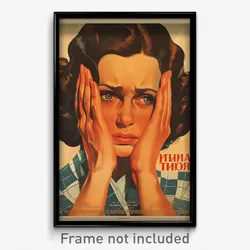 Russian Movie Poster - Woman Feeling Perplexed, Quirky Two Tone Ribbon (Print)