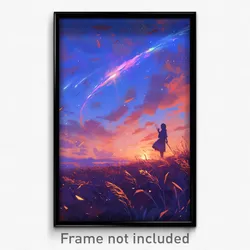 Art Poster - A Cosmic Traveler Riding A Comet Toward Distant Galaxies