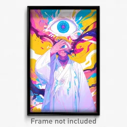 Anime Art Poster - Boy Feeling Epiphany Wearing Warlike White Robe (Print)