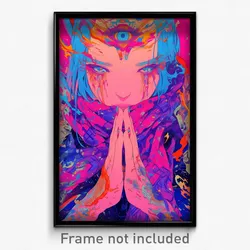 Art Poster - Woman Feeling Joviality Wearing Gripping Pink Scarf (Art Print)