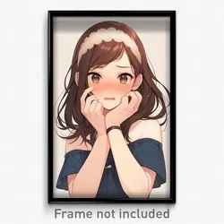 Anime Art Poster - Girl Feeling Dumbstruck, Livid Frilled Hairband (Print)