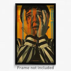 Hebrew Movie Poster - Boy Feeling Amazement, Shady Colored Stripes (Art Print)