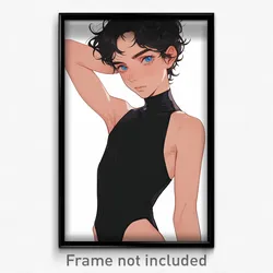 Anime Art Poster - Boy Feeling Suspicious Wearing Livid Leotard Clothes (Print)