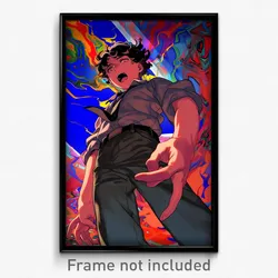Anime Art Poster - Boy Feeling Excitement Wearing Gray High Waist Pants (Print)