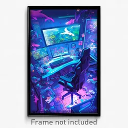 Art Poster - Buoyant Gaming Room (Psychedelic Trippy Weird 11x17 Cartoon Print)
