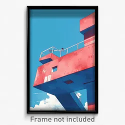 Greek Movie Poster - Sky Blue Balcony (Greece Psychedelic Art Retro Film Print)