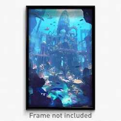 Art Poster - A Sunken City Beneath The Ocean Inhabited By Merfolk