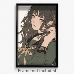 Anime Art Poster - Girl Feeling Serenity, Academic Green Sailor Collar (Print)