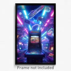 Movie Art Poster - Insane Gaming Room (Psychedelic Retro Weird Film Print)