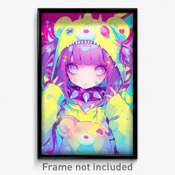Anime Art Poster - Girl Feeling Agitation Wearing Yellow Spiked Collar (Print)