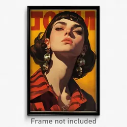 Russian Movie Poster - Woman Feeling Sorrow, Striped Heart Earrings (Art Print)