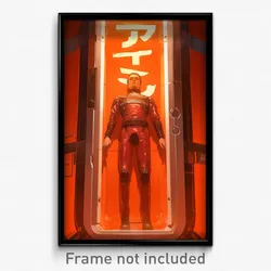 Movie Art Poster - Man Feeling Serenity, Gloomy Red Bodysuit (Retro Film Print)