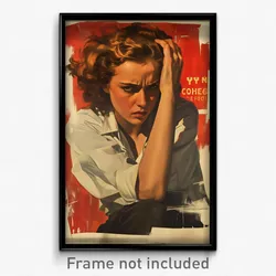 Greek Movie Poster - Woman Feeling Moody, Unkempt Tented Shirt (Art Print)