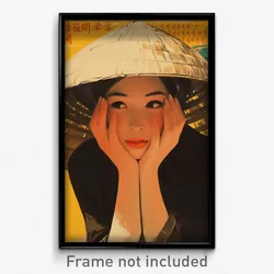 Vietnamese Movie Poster - Woman Feeling Expectancy, Warlike Straw Hat (Print)