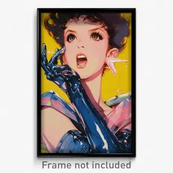 Movie Art Poster - Woman Feeling Yawning, Sparkling Elbow Gloves (Film Print)