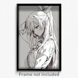 Anime Art Poster - Woman Feeling Numb Wearing Novel Hair Bow (Print)